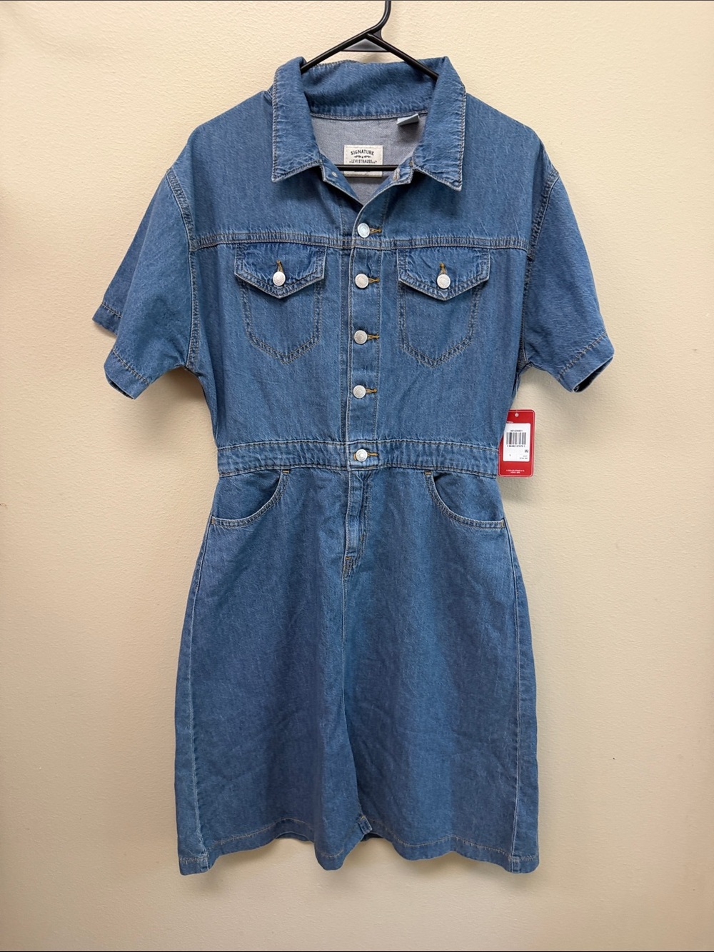 Levi's Blue Denim Short-Sleeve Button Front Dress SzS